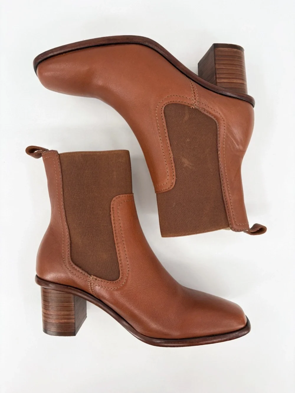PATINA by Portland Leather Vero Chelsea Ankle Boots Brown Leather 6.5